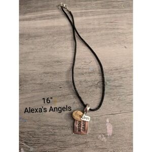 Alexa's Angels Mom Wisdom Grace Love Charm Necklace Black Cord 16 Inch Metal